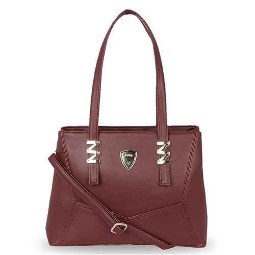 Zuby Womens Wine Solid Satchel Bag