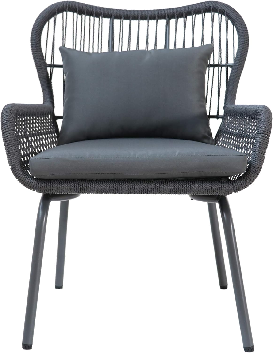 rope patio set on Great Deal Furniture Karen Outdoor Club Chairs Steel And Rope Water Resistant Cushions Boho Dark Gray And Gray Set Of 2 Garden Outdoor Amazon Com