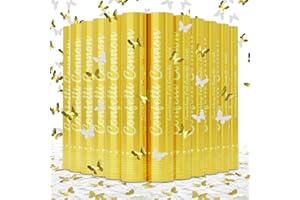 ZZPAKUE Confetti Cannon 12 Pack Butterfly Confetti Poppers 12Inch Gold and Silver Butterflies Party Poppers for Wedding Confetti Cannon Bulk Poppers for Celebration Birthday Graduation Christmas New Year
