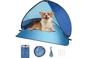 KOAIZHSEN Dog Beach Tent for Pet Shade Pop Up Portable Mini Head Sun Shelters Canopy for Camping Outdoor Hiking Picnic Windproof Waterproof with Tent Nails Phone Stand for Puppy Cat Small Animals(Blue)