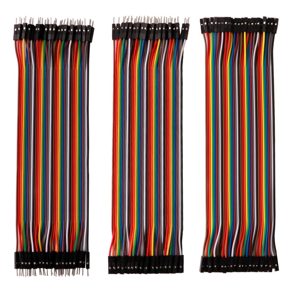 FULARR 120 Pcs Premium 20cm Multicoloured DuPont Wire Kit, 3-in-1 Seamless Flexible Breadboard Jumper Cable, 40 Pin Male-Male, 40 Pin Female-Female, for Arduino Raspberry Pi