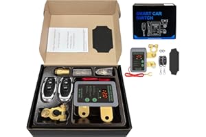 XHCSEN 12V Smart Battery Disconnect Switch with Remote Control - Perfect for Cars, Trucks, RVs, and ATVs - Features LED Voltage Display and Anti-Theft Battery Cut-Off Capability (Grey-DC)