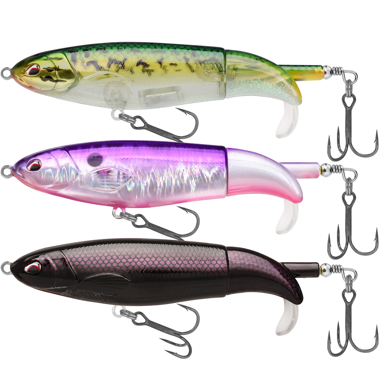 TRUSCEND Top Water Fishing Lure with BKK Hooks, Whopper for Freshwater or Saltwater, Floating Bass Catfish Pike Bait, Wobble Surface Teaser, Gifts for Men