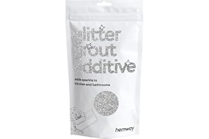 Hemway Glitter Grout Additive add Sparkle to Mosaic Tiles, Bathrooms, Wet Rooms, Kitchens, Tiled Based Rooms and Cement Based Grouts 100g / 3.5oz - Silver