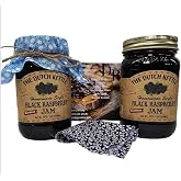 The Dutch Kettle Amish Homemade Style Black Raspberry Seedless Jam 2/19 Oz Jars with Fabric Toppers