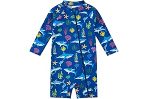 1strunandup Baby Boy/Girl Swimsuit Full Zip UPF 50+ Sun Protection One Piece Sunsuit Long Sleeve Swimwear 3-36 Months