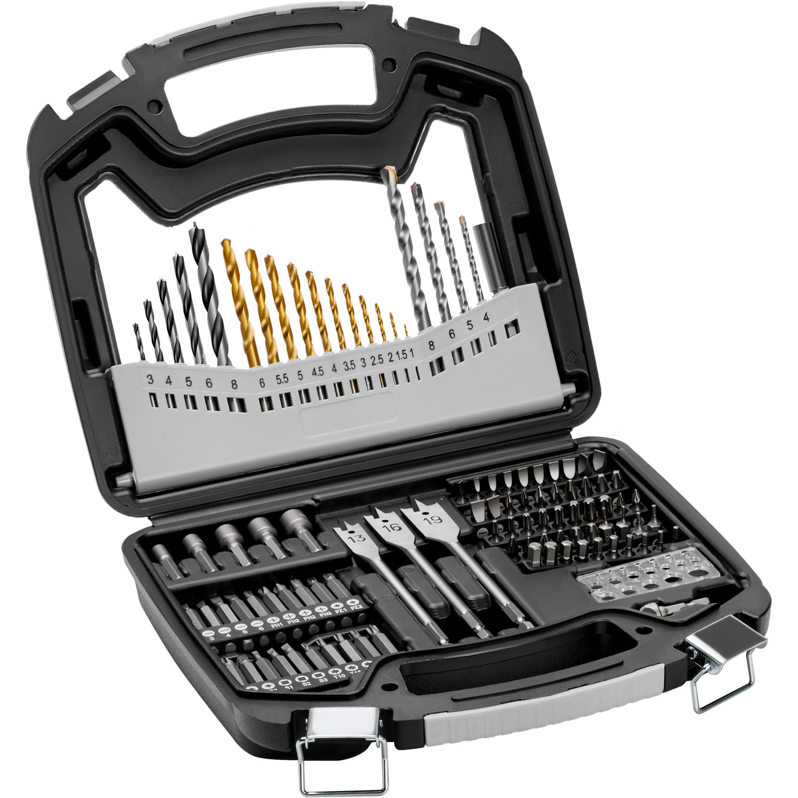 VEVOR Drill Bit Set, 101 Pieces Drill and Driver Bit Set, Screwdriver Bit Set Suitable for Wood Metal Cement Drilling and Screw Driving, Drill Bit Sets Combo Kit Assorted in Organized Carrying Case