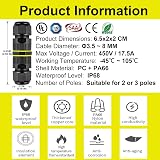 Wealrotn Waterproof Junction Box Outdoor Cable Connectors IP68 3 Pin 3.5-8mm view 2