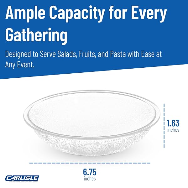 CARLISLE FOODSERVICE PRODUCTS 720607 ROUND PEBBLED SALAD SERVING BOWL, 19.2 OZ, CLEAR (PACK OF 12)