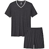 MoFiz Mens Pajamas Set Short Sleeve PJ's Sleep Lounge Sleepwear Cool Pyjama Summer Sets Comfortable Lightweight