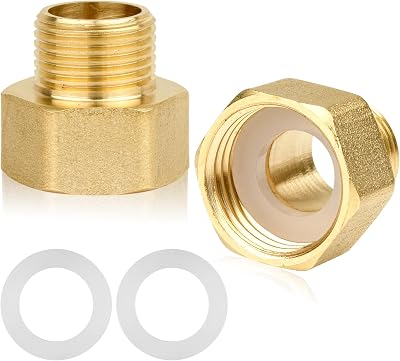 Svalor 1/2 in Female to 3/8 in Male BSP Brass Hex Bushing Connector 2pcs