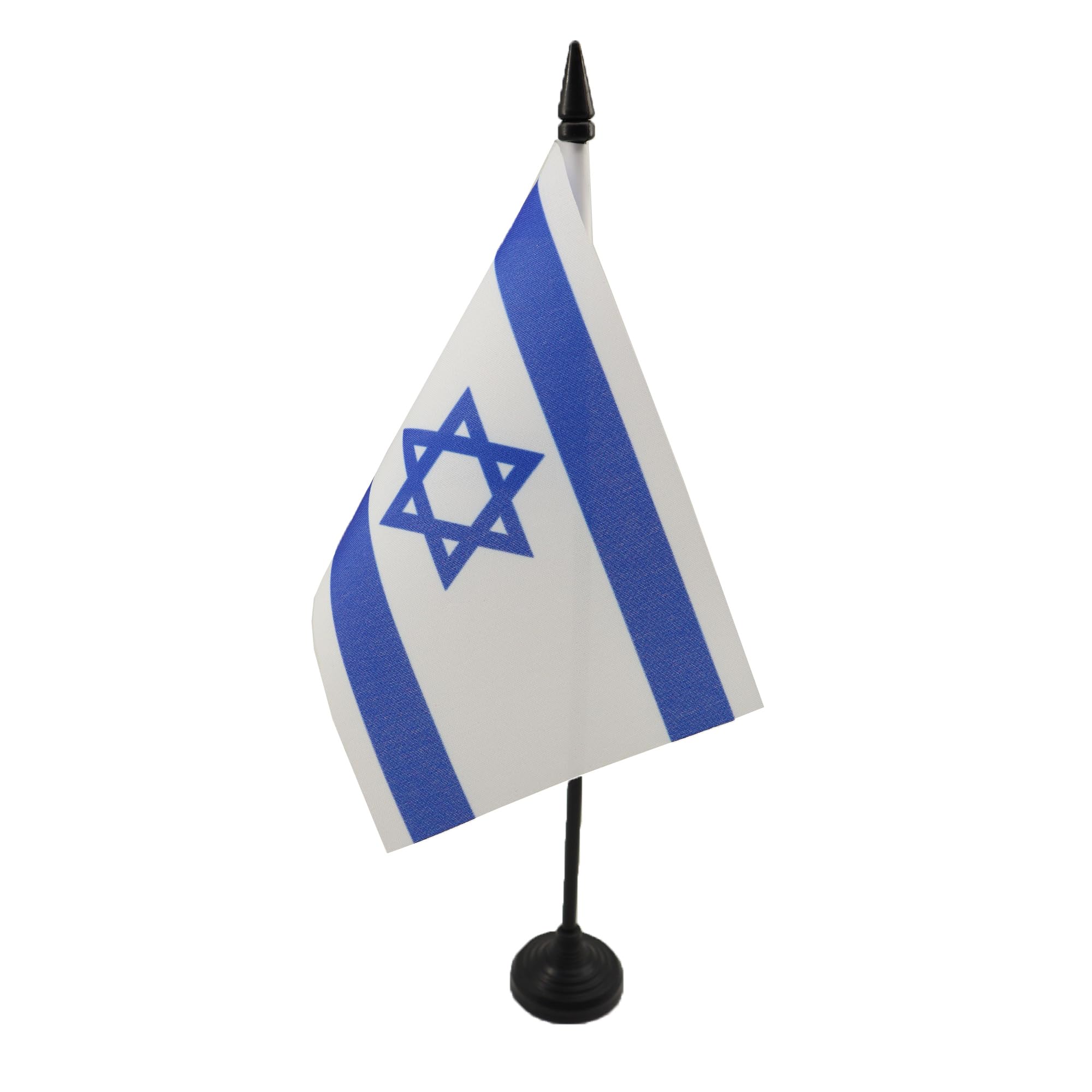 AZ FLAG - Israel Table Flag 4'' x 6'' - Israeli Office Mini Banner 100% Polyester 15 x 10 cm - Mini Desk Flag with 10'' Pole and Black Plastic Base