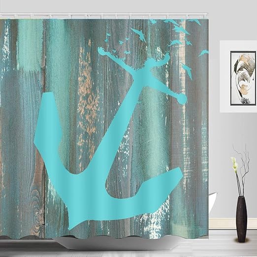 Amazon Com Abxinyoule Anchor Shower Curtain Rustic Nautical