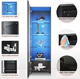 ELEGANT Black High Gloss Tall Display Cabinet with LED Lighting 187x60x40cm view 8