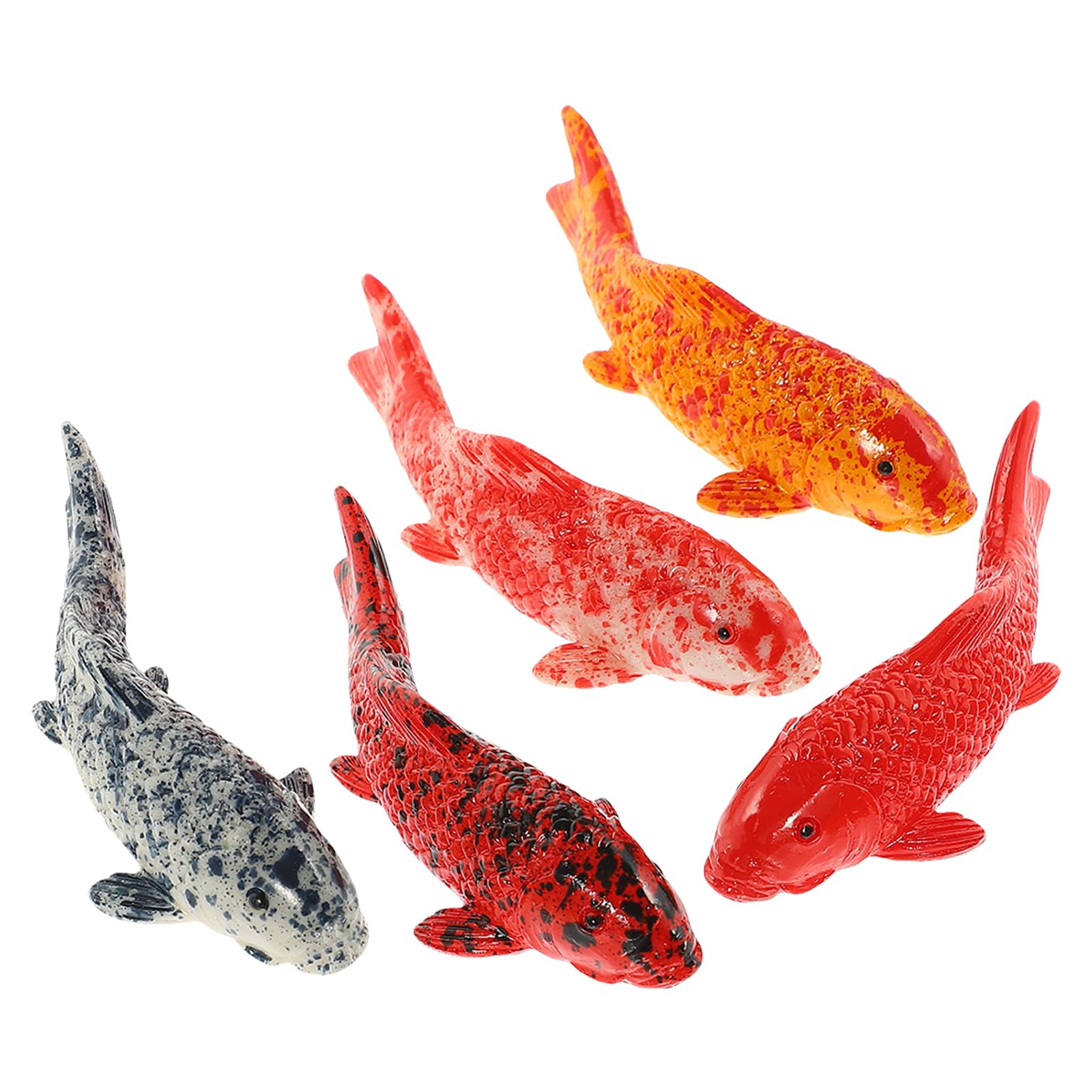 Yardwe 5Pcs Small Fake Koi Fish Decorations Realistic Resin Aquarium Ornaments Compact Fish Tank Decor for Home Office Underwater Scene