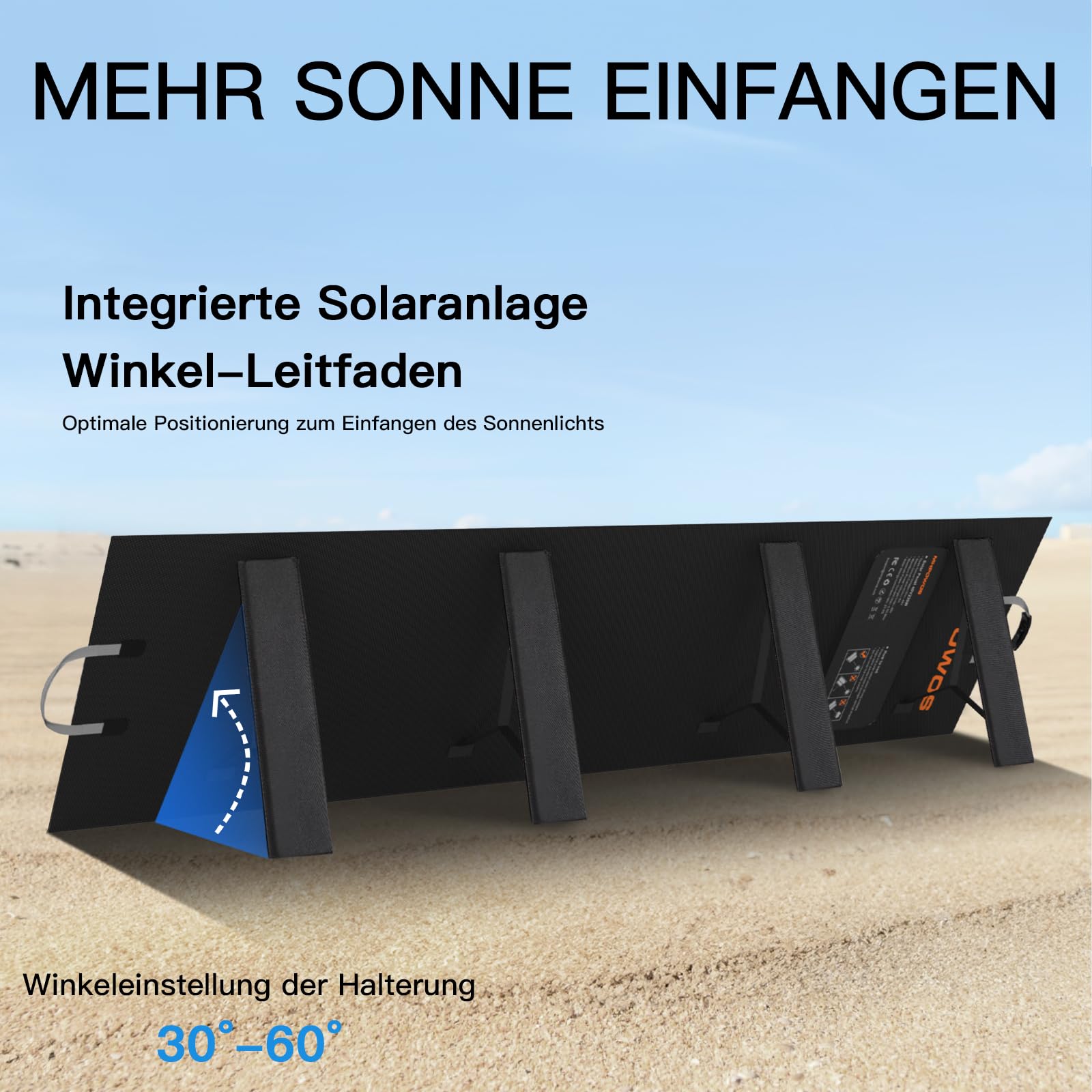 MHPOWOS 220W Tragbares Solarpanel, IP67 Wasserdichtes 40V Monokristallines Faltbares Solarpanel Power Backup, Langlebiges Solar Ladegerät Solarpanel Kit für Powerstation RV Camping Off Grid Angeln 4