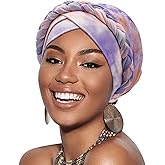 DRESHOW Turban Pre-Tied Twisted Hat Thread African Head Wraps for Black Women Chemo Cancer Cap Braid Hair Cover