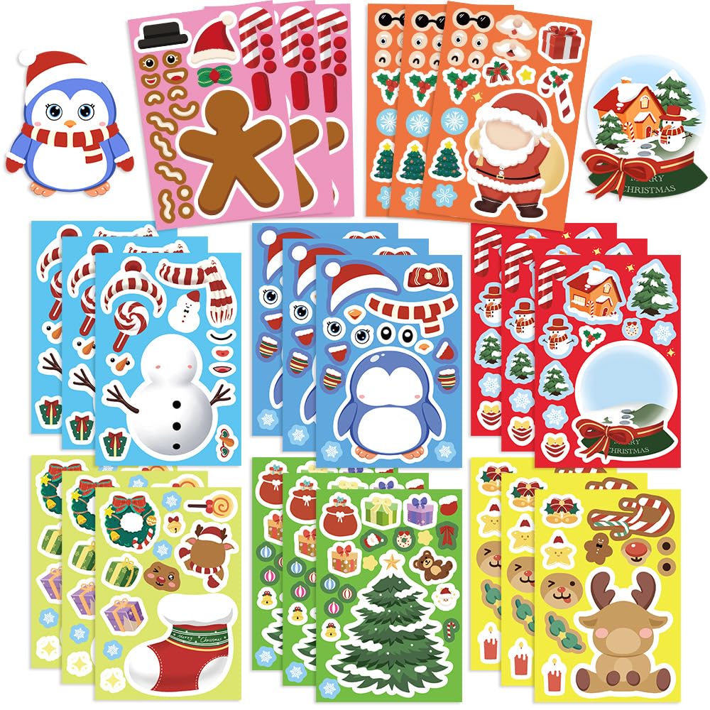 LZLPACKING 8pcs Cartoon Christmas Snowman collages DIY Notebook Mobile Phone case Notebook Decoration Waterproof Stickers