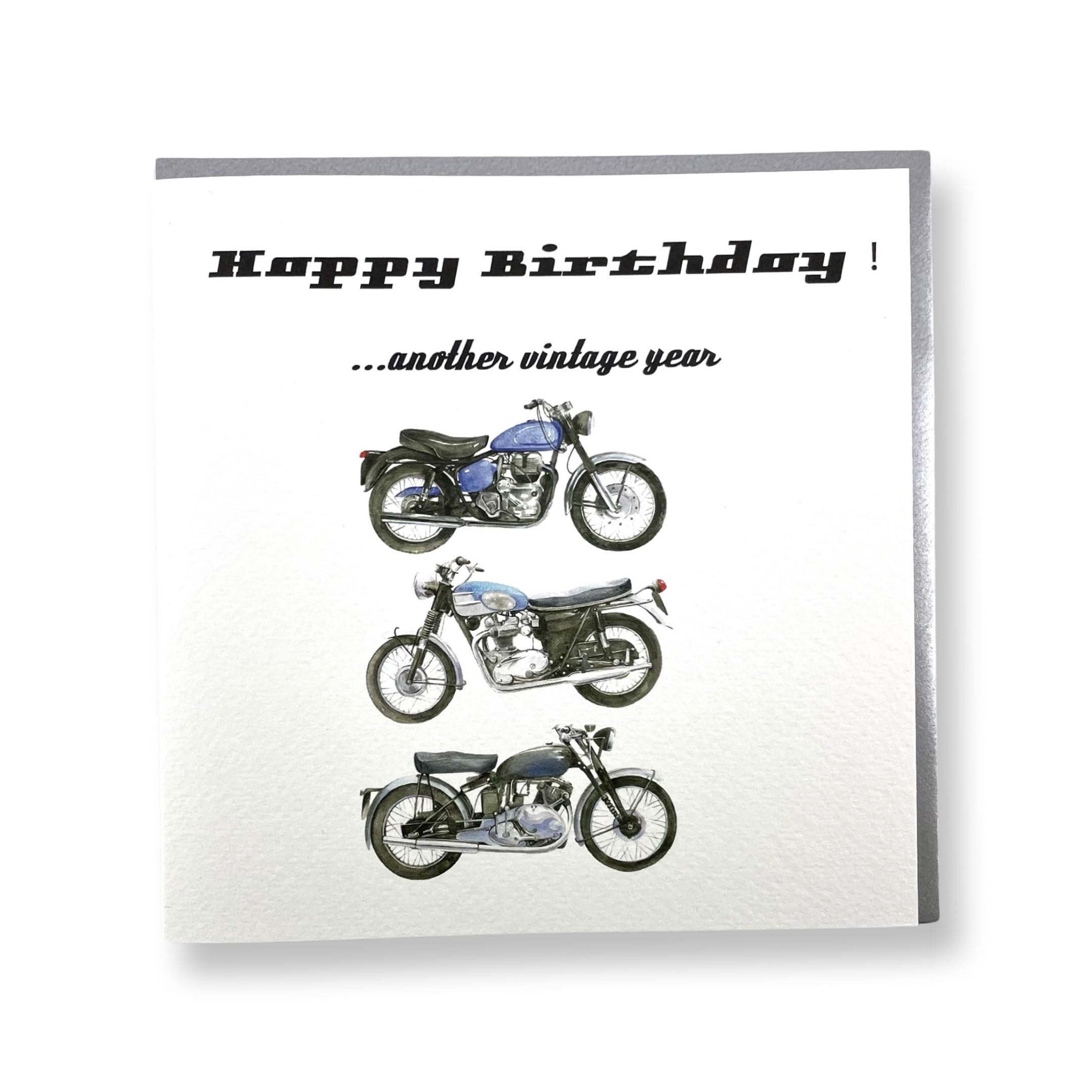 Motorbike Motorcycle Happy Birthday ... Another Vinatge Year! Birthday Card - Qualty Textured Blank Card