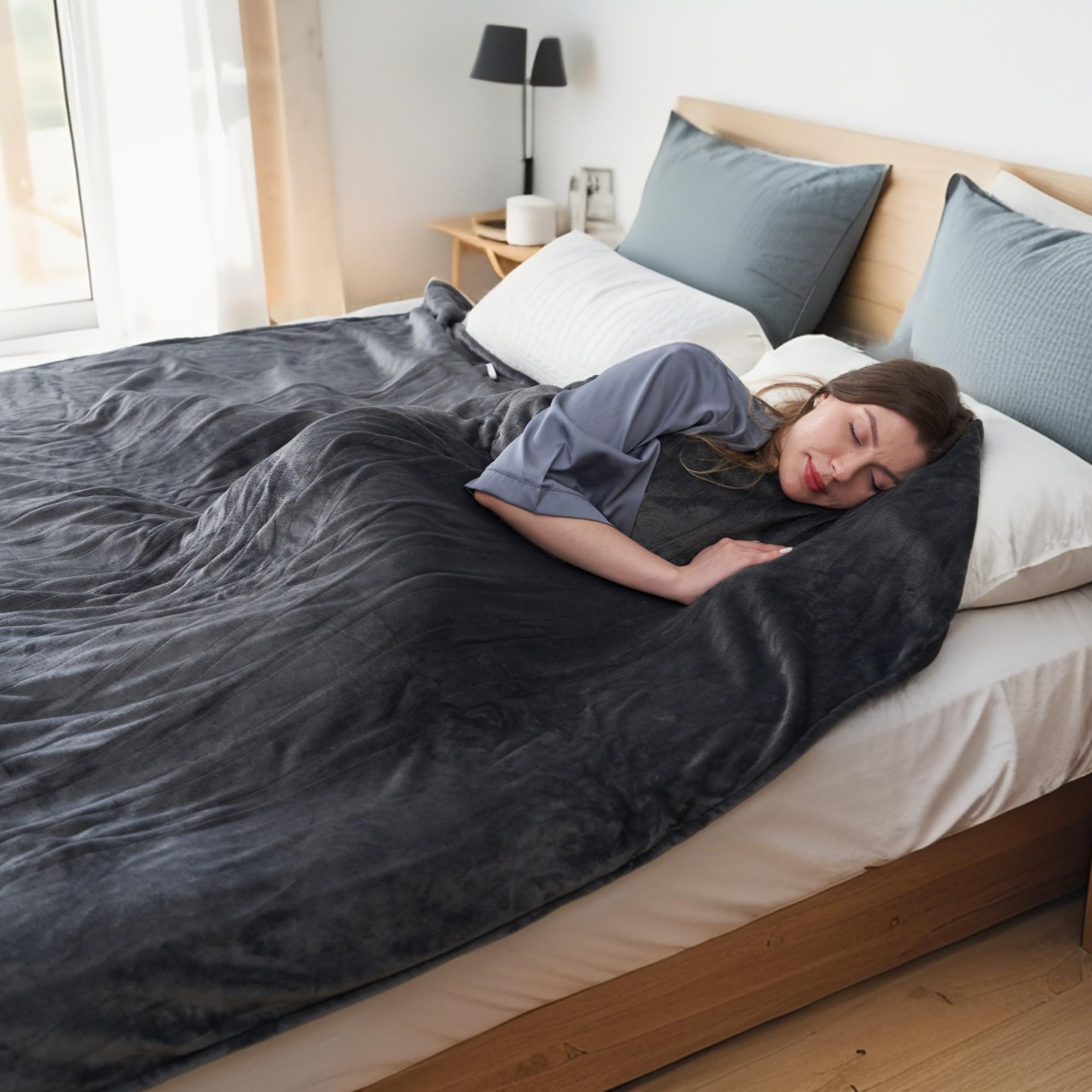 Photo 1 of Eydna Electric Heated Blanket Queen Size 84"x 90",Dual Control Super Cozy Soft with 5 Heat Levels &10 Hours Auto Off, Home Office Use & Machine Washable, Darkgray