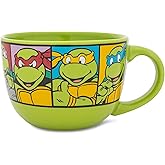 Silver Buffalo NT8424 Teenage Mutant Ninja Turtles Characters Grid Ceramic Soup Mug, 24 oz, Green