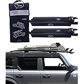 Ho Stevie! Surfboard Car Roof Rack Padded System (Holds Up to 3 Boards) Fits Any Car, Silicone Buckle Covers Prevent Damage
