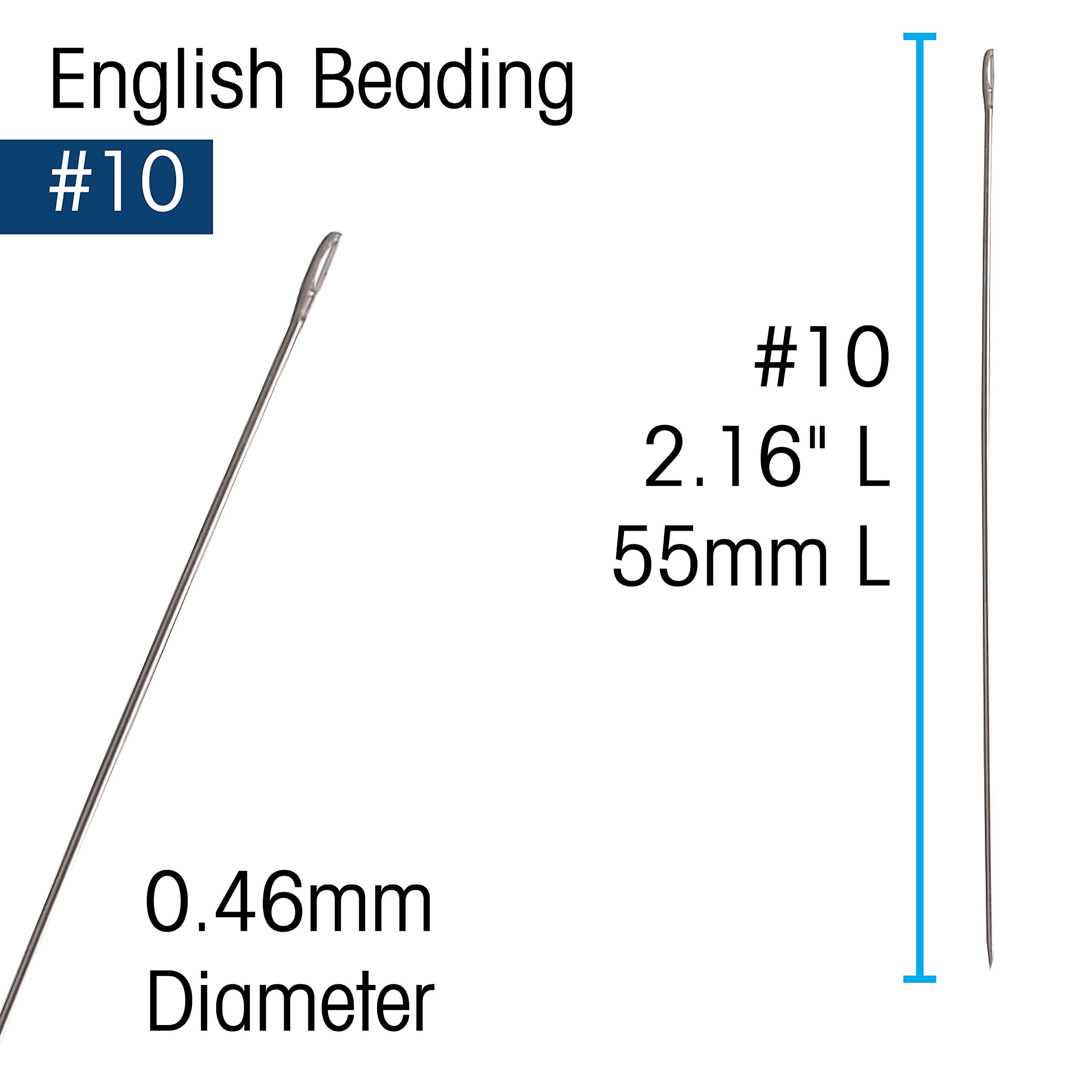 The Beadsmith English Beading Needles, Size 10, 4 Needles per Card, Made in England, Use for Loom Weaving Beadwork, Off-Loom Stitching and Jewelry Making with Seed Beads