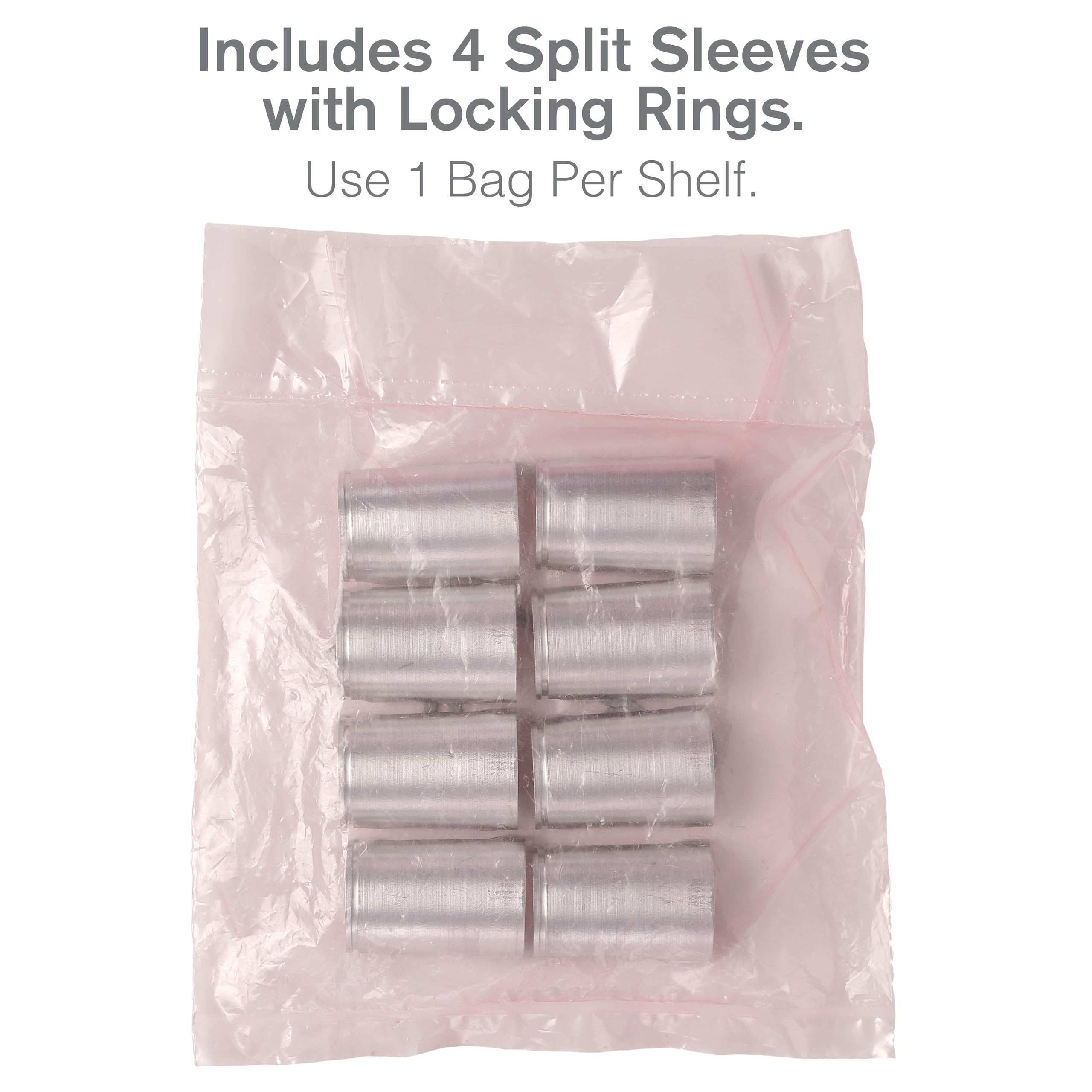 METRO 9986Z Aluminum Split Sleeves with Zinc Rings for Super Erecta Industrial Wire Shelving, Pack of 4