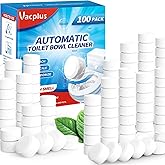 Vacplus Toilet Bowl Cleaner Tablets, 100 Pack, Auto Bleach, Long-Lasting | Bathroom Tank, Prevent Stains, Deodorizing, Easy Use, Descaling