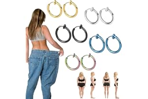 OHRAINA 5 Pairs Nature Skinny Acupressure Slimming Retractable Earrings Non Piercing Acupressure Slimming Earrings Lymph Germanium Earrings for Women and Men