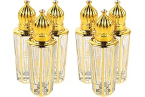 TOYANDONA 6Pcs 15Ml Glass Roller Bottles for Perfume and Essential Oils, Portable Golden Roll-On Vials with