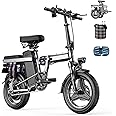 ASKGO Electric Bike for Adults, Folding Electric Bike, 500W Motor, Up to 25 MPH and 20/30 Miles Long Range, 48V 13AH/15AH Removable Battery, Ebike with 14" Pneumatic Tire, UL 2849 Certified