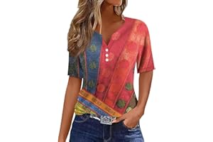 UJAKEL Womens Tops Ladies Tops and Blouses Short Sleeve Loose Fitting Print Spring Plus Size Top Vneck Shirts Tunic Blouse