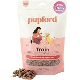 Pupford Freeze Dried Training Treats for Dogs &amp; Puppies (Beef Liver, 4 oz) | 475+ treats per bag, Ultra low-calorie, Only 3 ingredients, All breed sizes, Mess free and bite sized, Trainer recommended