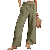 ANRABESS Womens Wide Leg Palazzo Linen Pants High Waist Split Ankle Casual Lounge Beach Vacation Pants 2026 Spring Summer