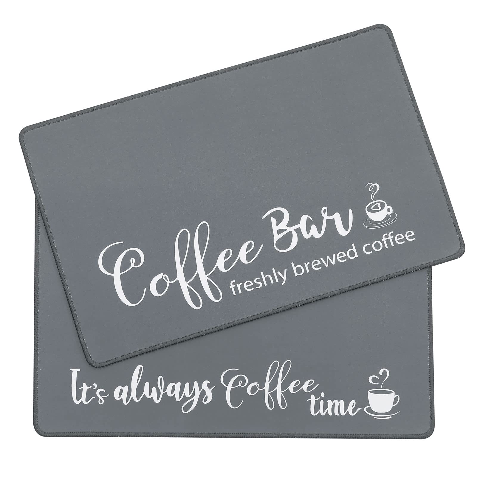 Photo 1 of SHACOS Large Coffee Mats 2-Pack 16x24 Inch Absorbent Non Slip Under Coffee Maker Mats for Countertop Bar Accessories Heat Resistant, Gray