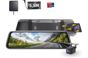 Mirror Dash Cam, 4K 10" Rear View Mirror Camera UHD 2160p/25fps Recording Car DVR Cam with Split Display, Touch Screen, GPS, 