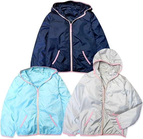 Amazon ネイビー 150cm 子供服 女の子 アウター フルジップ ジャケット ポケッタブル コンパクトに収納 フード付 カラーパイピング 女児 ジュニア コート ジャケット 通販