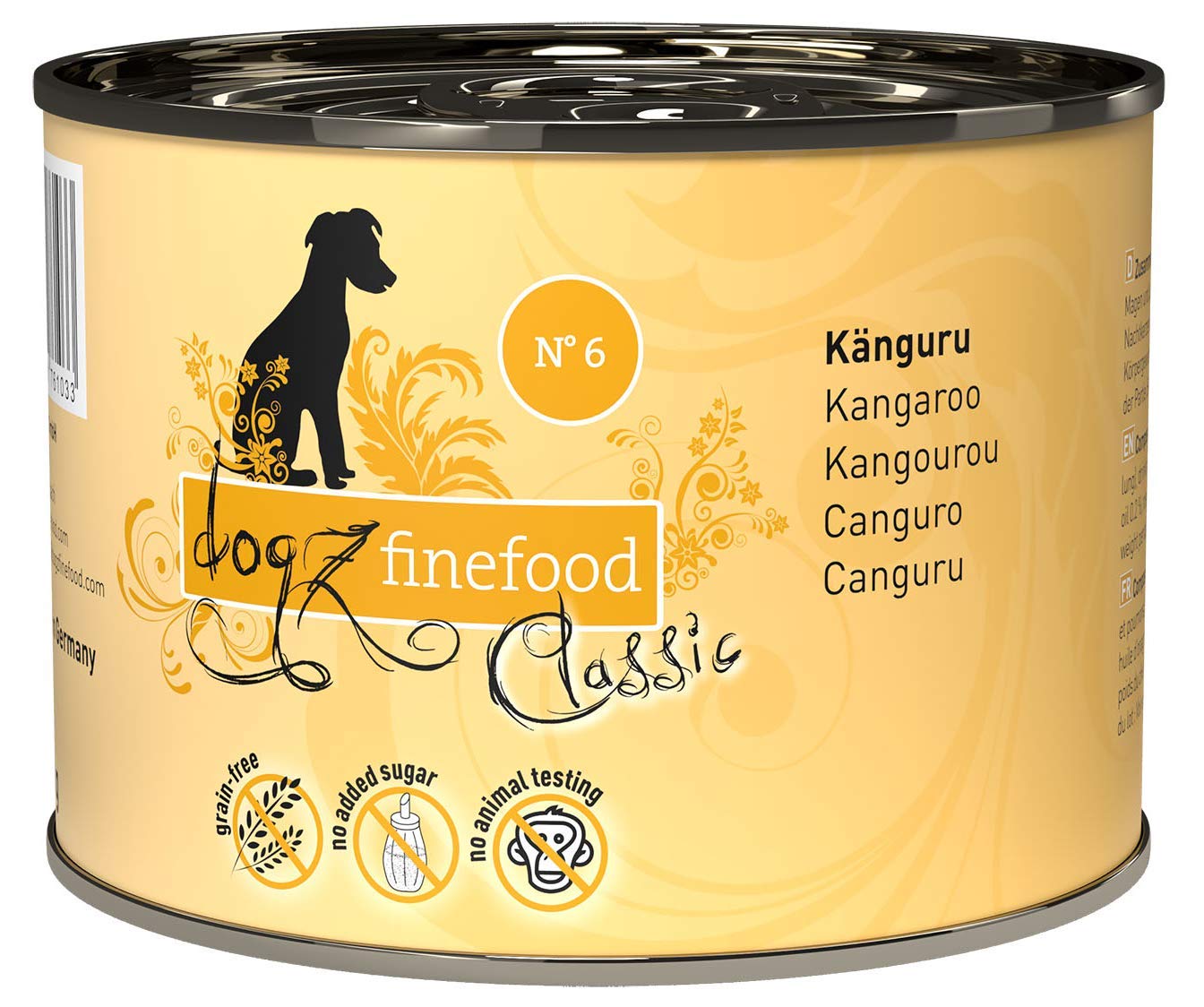 Dogz finefood No. 6 kangaroo dog food, 200 g, pack of 6