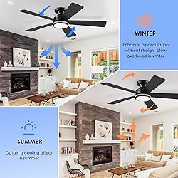 BYKISTOK 46In RGB Ceiling Fans with Lights - Black