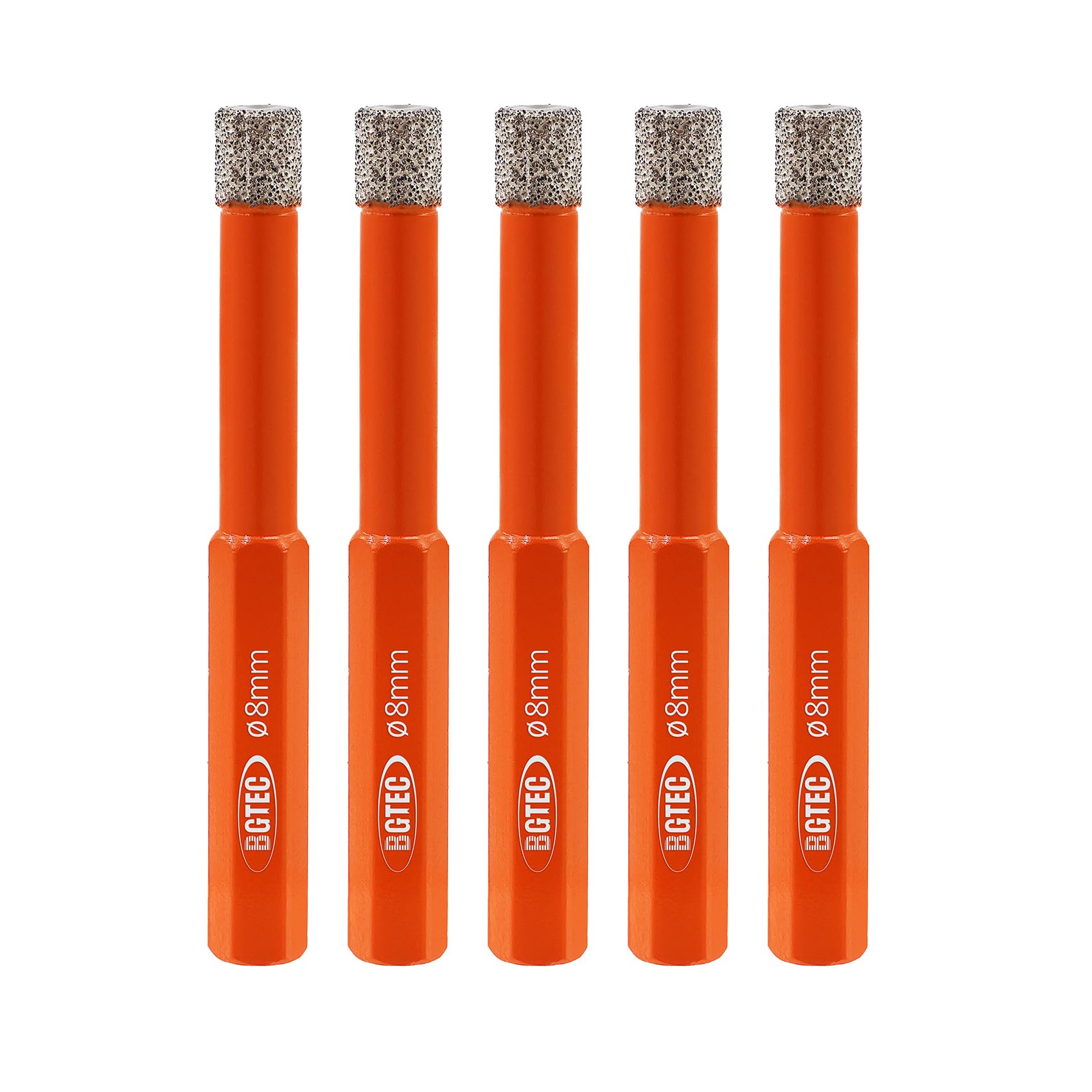 BGTEC Dry Diamond Drill Bits 5pcs 8mm Tile Drill Bits with Hex Shank for Granite Marble Porcelain Tile Ceramic Masonry