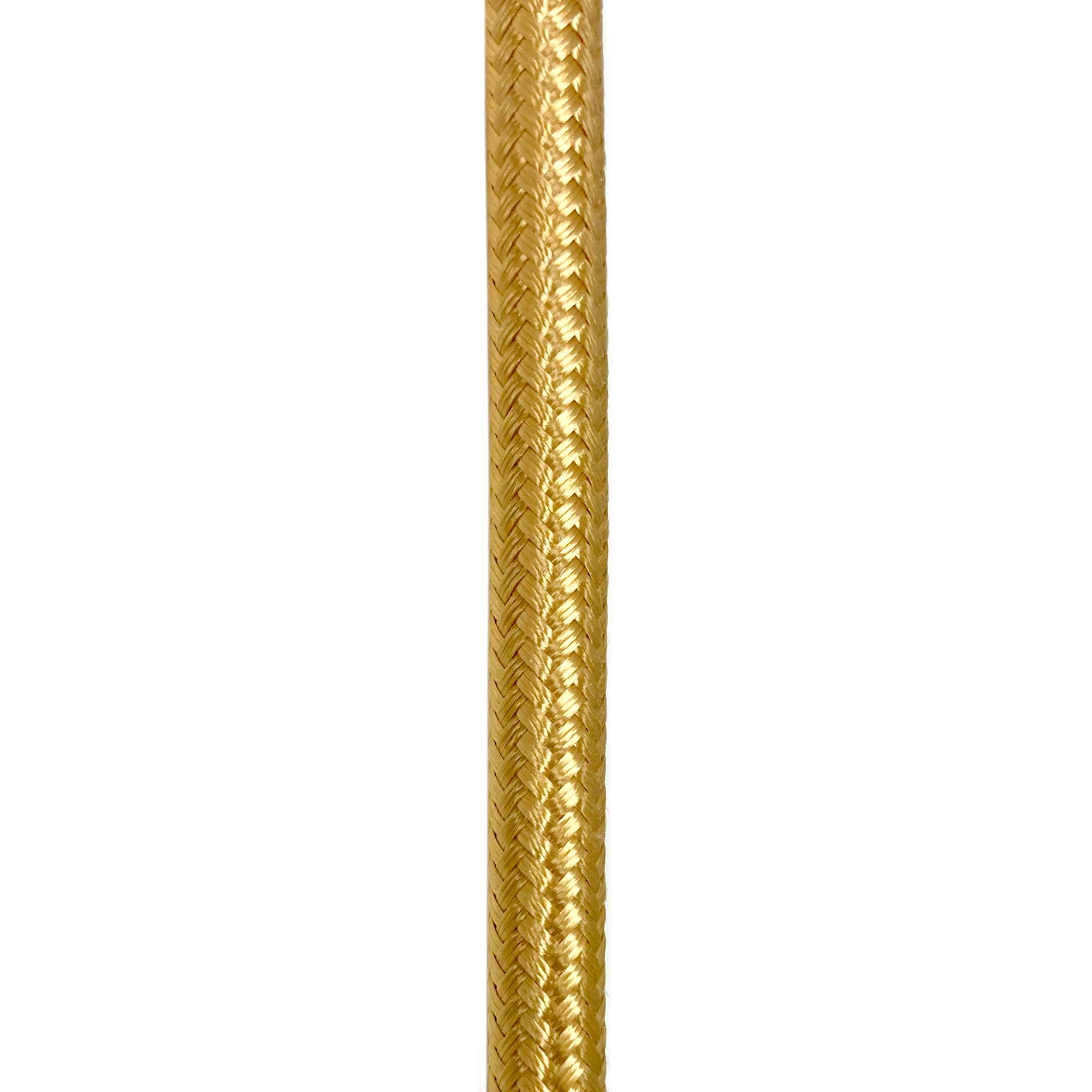 ElekTek Gold Round Vintage-Style Braided Fabric Covered Lighting Flex Cable, 2m Pack Length, 3-Core 6 Amp (0.75mm), EU Manufactured