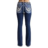 Miss Me Women's Western Stampede Faux Flap Pocket Mid-Rise Bootcut Jeans