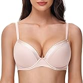 Deyllo Women's T Shirt Bra Full Coverage Lightly Padded Bras Seamless Underwire Support