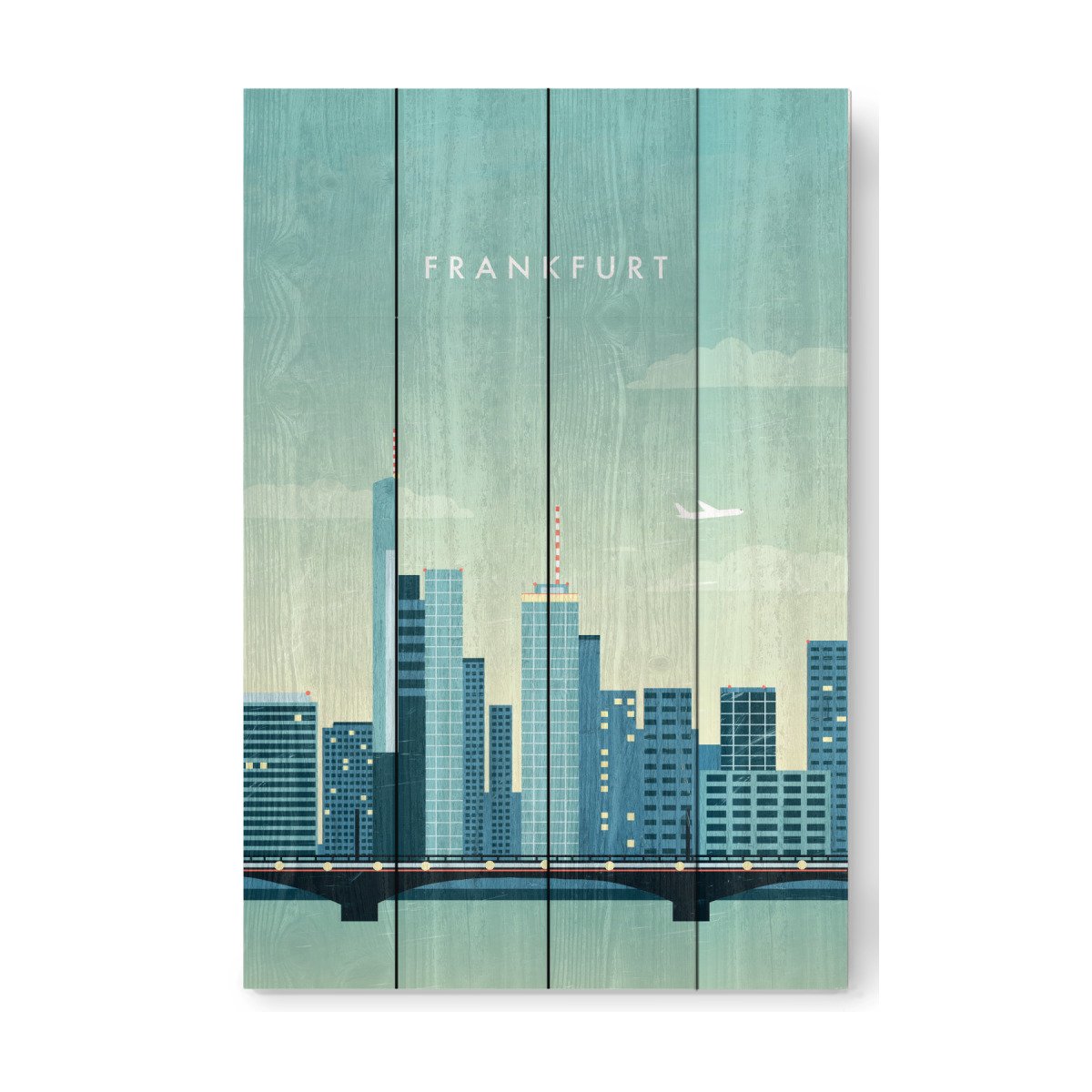 Kunstdrucke artboxONE Holzbild 30x20 cm Architektur Frankfurt Skyline