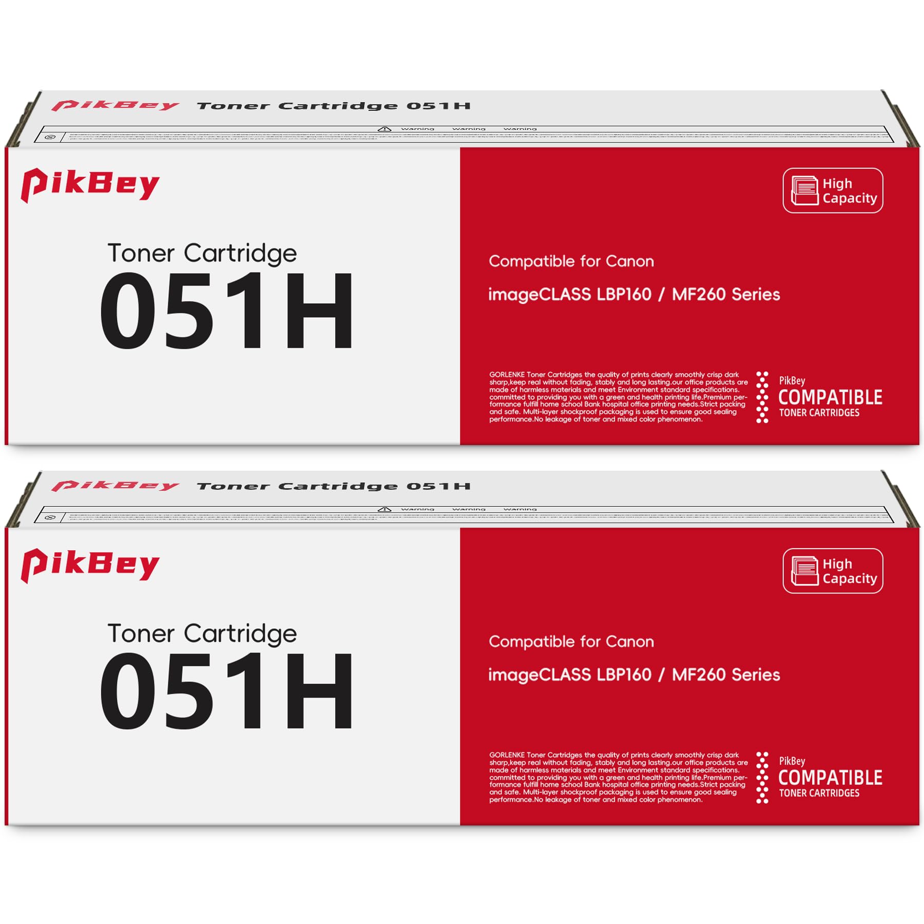Photo 1 of 051H High-Yield Black Toner Cartridge 2-Pack Replacement for Canon 051H Toner Cartridges for imageCLASS MF264dw, MF267dw, MF269dw, LBP162dw Printer (2168C001/2169C001)