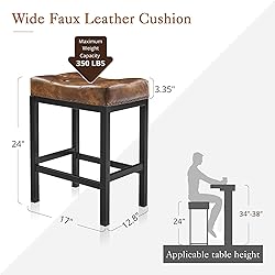 LUE BONA Counter Height Bar Stools, 24 Inch Saddle