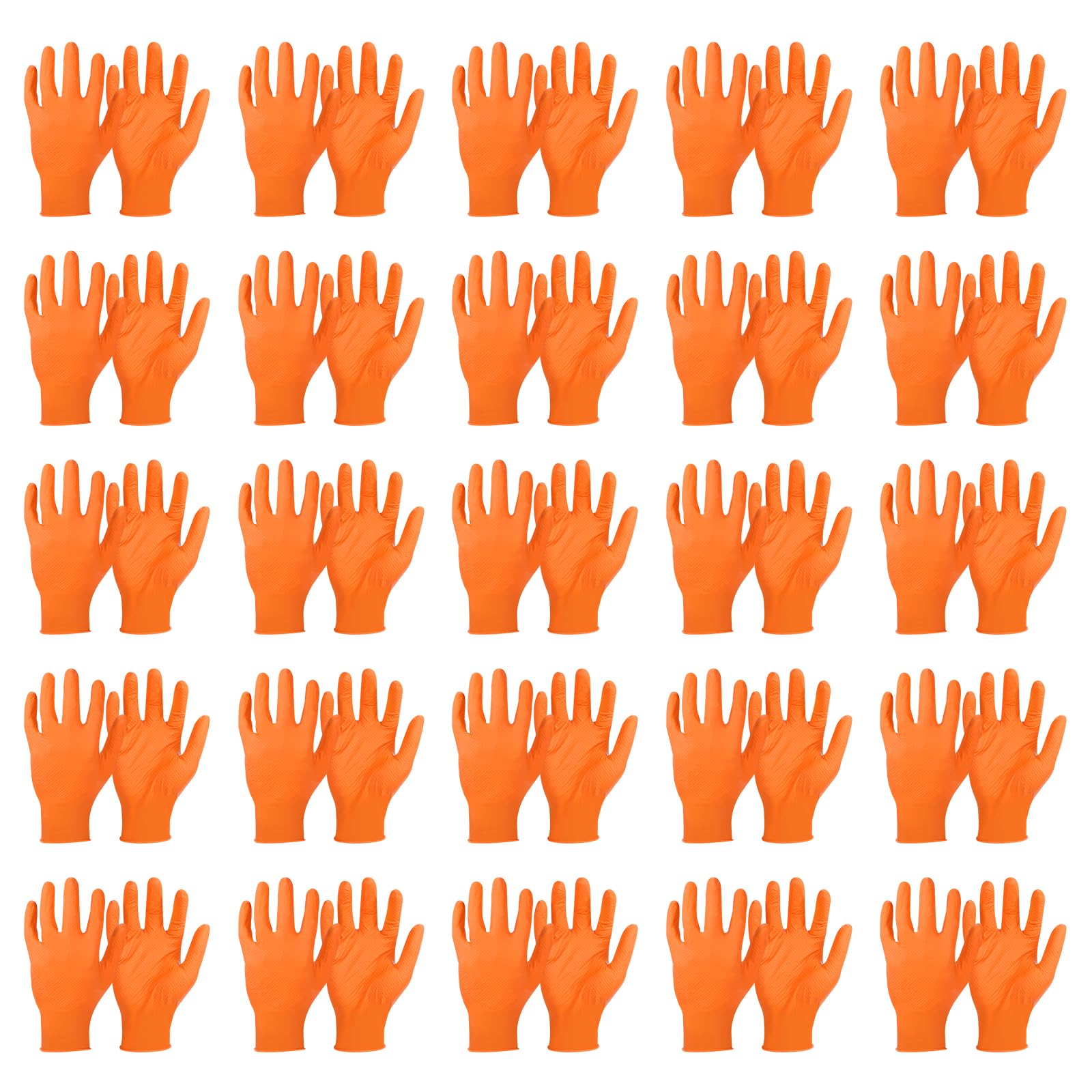PATIKIL Disposable Industrial Nitrile Gloves, 100 Pcs Large Mechanic Glove 8-mil Thick with Diamond Texture Latex Free Powder Free for Garden Household, Orange