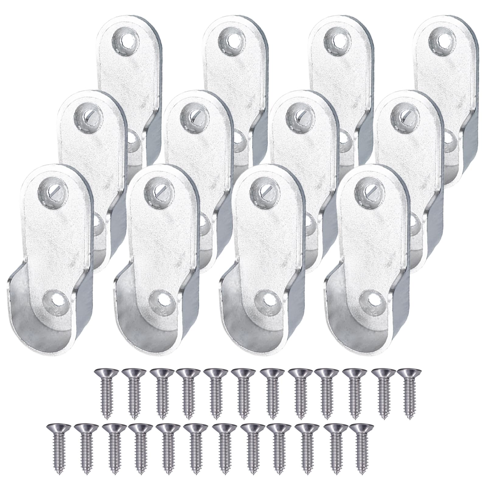 Divono 12PCS Wardrobe Rail Bracket, Wardrobe Pole Fittings, Closet Pole Socket with Screw, U-Shaped Open Design, Thickened Zinc Alloy Materail, for Bedroom, Bathroom, Kitchen, Home, Shop(Silver)