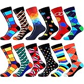 WeciBor Men's Funny Novelty Crazy Colorful Cotton Dress Socks for Daily Wear, Size 9-13